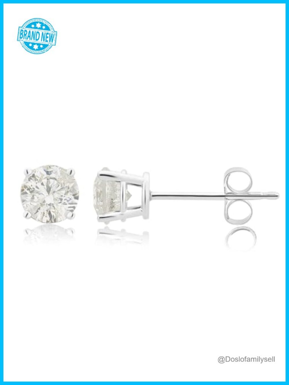 14K Solid Gold Diamond Stud Earrings 1/4 cttw Push Back